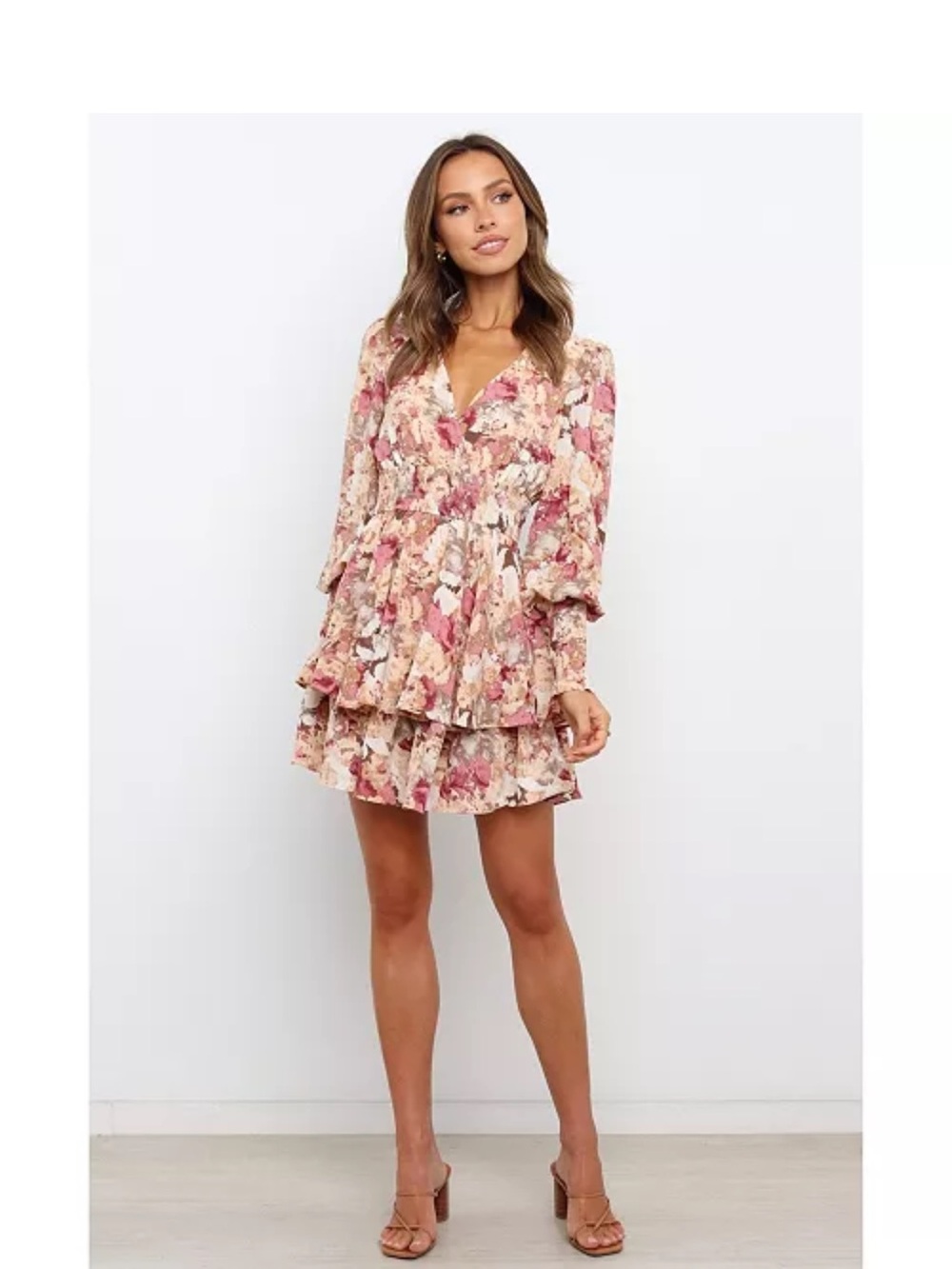 Petal & Pup Floral Mini Dress in Cream, Pink, Olive